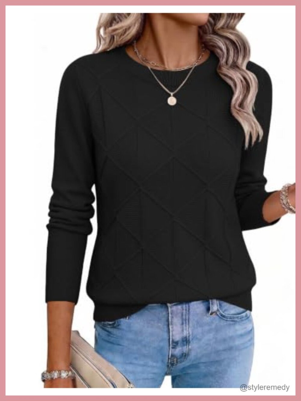 Soft Cable Knit Crewneck Long Sleeve Pullover Sweater